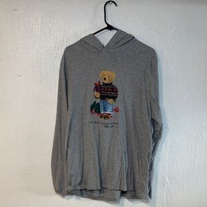 Polo by Ralph Lauren Gray Long Sleeve Tee with Bear Design